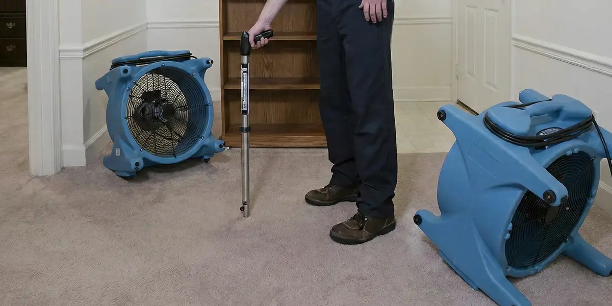 emergency water removal equipment deployed to dry a flooded residential interior in Raleigh, NC