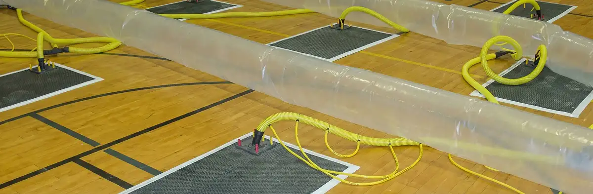 water clean up drying system set up to remove moisture and prevent further damage in Raleigh, NC